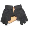Guantes sin dedos con lazo para mujer, Invierno, Felpa cálida, Ciclismo, Pantalla táctil, Tejido, Lindo, Moderno, Chica