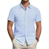 Camisas al por mayor de fabricante Verano Juvenil Casual de negocios Color liso Cárdigan simple Delgado de manga corta Ropa formal profesional