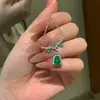 Concha Plateada Plata S925 Nuevo Estilo Chinoiserie Lujo Accesible Elegante Gama Alta Calcedonia Verde Collar de Calabaza Estilo Antiguo para Mujer Cadena Versátil para Clavícula