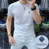 Playera Delgada de Manga Corta para Hombre Verano Cuello Redondo Letra Moda Estampado Caliente Recién Llegado Manga Media Trendy Casual Top