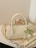 Bolso de Mano Boston Retro de Gran Capacidad con un Ambiente Relajado, Diseño de Nicho, Bolso de Hombro, Color Sólido, Bolso de Hombro Casual para el Día a Día