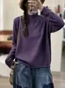 Colección Otoño 2026: Suéter de Punto Casual Retro Holgado de Cuello Alto Sólido Simple y Versátil para Mujer