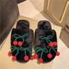 Pantuflas Baotou con Lazo de Bola de Pelo para Mujer Dulces Coreanas Otoño e Invierno para Casa Cálidas con Forro Polar Suela Suave Pantuflas de Algodón y Lana para Niña