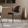 Cadeira de jantar estilo italiano, minimalista e simples, para uso doméstico, luxo leve com encosto, assento de lazer personalizado para sala de jantar, couro de microfibra, cadeira banqueta resistente ao desgaste