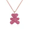 Nuevo collar de diamantes con oso para mujer, cadena de clavícula explosiva, estilo retro, combinable con todo.
