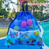 Bolsa de Almacenamiento para Pelotas de Playa Gran Capacidad Cesta de Almacenamiento para Pelotas Rebotantes Infantiles Bolsa de Malla Lavable Transpirable Bolsa Blanca
