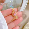 [Ouro Real de Cobre] Pó do Tesouro Tulipa Moda Comércio Exterior Transfronteiriço DIY Joias Zircônio de Cobre Pingente Micro-Incrustado Acessórios