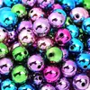 Novas Contas Redondas Acrílicas Coloridas de 16mm com Textura de Couro Enrugado, Plated Uv com Furo Passante, Contas Soltas para Chaveiro DIY, Corrente de Celular