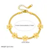 Moderna Cadena de Acero Inoxidable Chapada en Oro Transfronteriza con Colgante de Margarita y Hoja Joyería Pulsera Simple Versátil