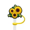 Pequena flor palha tampa de palha manga silicone poeira plug festa palha decorativo fivela clipe personalidade bonito desenho animado produtos transfronteiriços