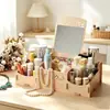 Fabricante mi xiuer 17 Caixa de armazenamento de madeira criativa com smiley caixa de armazenamento de mesa diy para cosméticos com espelho
