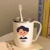 Familia de Cuatro Dibujos Animados Vasos Gruesos Lindos para Enjuague Bucal Cepillos de Dientes de Acero Inoxidable 304 Resistentes a la Suciedad Pareja Set Creativo para Cepillarse y Lavarse