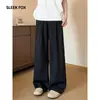 Pantalones de Traje de Color Sólido de Pierna Ancha para Hombre, Caídos, de Alta Gama, Rectos, Casuales, para Viajar al Trabajo, Estilo Simple, Moda Versátil, de Alta Gama