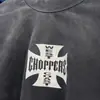 Estilo Urbano Americano Costa Oeste Lavado Desgastado Estampado de Cruz Holgada Casual Manga Larga Camiseta Moderna
