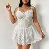 Nova Camisola de Renda com Tiras para Mulheres, Pijamas Eróticos Franceses Transparentes, Quente, Não Precisa Tirar, Lingerie Sexy Atacado
