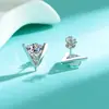 Pendientes Triangulares de Plata de Ley S925 con Moissanita, Lujo Ligero, Diseño Simple y Avanzado, Pendientes Geométricos Elegantes y de Moda para Mujer