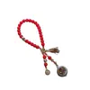 Accesorios estilo Tíbet, cuerda tejida a mano con bordes dorados, thangka de Zaki Lam, Gau con patrón de ocho tesoros, adorno colgante de borla