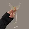 Pasador de Metal con Mariposa de Perla, Elegante Pinza con Borla, Pinza de Tiburón Coreana, Pasador de Alta Gama para la Parte Posterior de la Cabeza