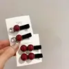 Pasador de Pelo Estilo Coreano con Perla Roja y Frijol Flockeo Pinza para Flequillo Cabello Suelto Pinza Lateral Suave Lindo Dulce Accesorios para el Cabello de Niña Tocado para Mujer Nuevo Estilo