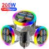 O novo display digital colorido 6USB transfronteiriço suporta carregamento super rápido com carregamento de carro de voltagem de um a seis carregamentos rápidos de carro