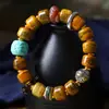 Pulsera de Barrilete Agrietado de Hueso de Vaca Estilo Tíbet, Pulsera de Cuentas de Dragón Turquesa Magnesita, Joyería Étnica al por Mayor
