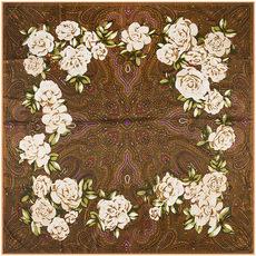 Nueva bufanda cuadrada grande camelia retro de seda de sarga pesada de 130 cm x 130 cm para otoño e invierno