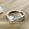 Anillo de Corazón de Plata Estilo Ins S925 Todo Plata de Ley Forma de Corazón Circonita Anillo para Mujer Ligero Serie de Bodas Estilo Dulce Al por Mayor