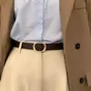 Novo Estilo Feminino Cinto de Couro Sem Furos, Moda de Nicho Sem Buracos Versátil Estilo Coreano Estilo Ins Decorativo Fino para Cintura