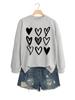 Amazon ebay temperamento europeu e americano tendência moda feminina nove amor impressão gola redonda manga comprida suéter base camisa