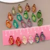 Cuentas Espaciadoras de Vidrio Vintage Multicolor con Hoja Pintada en Oro Colgante Llavero DIY Hecho a Mano Accesorios de Joyería con Cuentas