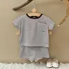 Conjunto Casual de Verão Infantil Confortável Blusa Listrada Shorts Duas Peças Camiseta Respirável Roupa Venda Quente Transfronteiriça