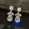 Brincos Exquisitos de Zircônia Super Flash Cao Shi Pendentes Longos Finos Acessórios de Noiva Casamento Noivado Brincos Versáteis