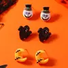 Europa y Estados Unidos nuevos 3 pares de traje divertido de dibujos animados Halloween resina muñeco de nieve fantasma pendientes pendientes traje de cartón