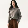 Nueva colección de otoño: Suéter de cachemira tejido, con capucha, cuello semiabierto, manga larga, color liso, tejido de manga larga, simple y casual, para mujer