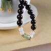 Pulsera DIY de Doble Círculo de Ébano Natural Colgante de Jade Pulsera de Loto Ciruela para Hombres y Mujeres Joyería para Parejas Regalo