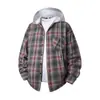 2026 Nueva Camisa de Manga Larga a Cuadros Transfronteriza para Hombre, Moda Tendencia Casual Holgada con Capucha para Hombre