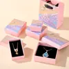 Caja de Joyería de Lujo con Lazo, Caja de Empaque de Joyería Rosa, Caja de Regalo para el Día de San Valentín, Caja para Anillo, Pendientes y Collar
