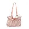 Bolsa Feminina com Alça de Laço Doce Grande Capacidade Bolsa de Ombro Feminina Bolsa Tote de Alta Qualidade Bolinhas Casual Bolsa de Axila