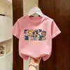 Roupas de verão 2026 novo modelo para crianças e pré-adolescentes, roupas de verão infantis, camiseta estampada de manga curta para meninos, blusa de algodão puro para meninos, camiseta da moda
