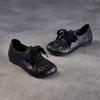 Nuevos Zapatos de Cuero Pequeños Casuales Hechos a Mano Retro de Cuero Genuino con Suela Suave para Mujer, de Cuadros, con Cordones, Plisados, Zapatos de Madre