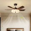Lámpara ventilador vintage estilo wabi-sabi, diseño único de plumas, funcionamiento silencioso, luminaria integrada para sala de estar, lámpara ventilador estilo crema, iluminación Zhongshan