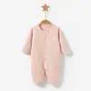 Mono para bebé para primavera, otoño e invierno, capa base cálida de algodón puro para recién nacido, pijama de invierno, conjunto de mameluco unisex, ropa para bebé