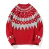 Fabricante Original Roupa de Trabalho Retrô Americano Suéter Islandês Masculino Gola Redonda Jacquard Fair Isle Estilo Preguiçoso Malharia