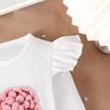 Traje de Otoño e Invierno para Niñas Europeo y Americano Transfronterizo Top de Manga Larga con Manga Mariposa y Lazo Falda Plisada Conjunto de Dos Piezas