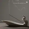 Nuevo Inciensario Zen de Porcelana Blanca de Dehua Transfronterizo Loto Creativo Incienso de Hilo Ceremonia del Té Decoración del Hogar Regalo Original