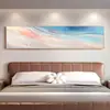 Pintura decorativa de cabeceira de hotel em arte abstrata, pintura de parede de fundo simples e elegante de alta qualidade, mural para quarto principal