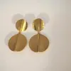 Pendientes de Botón Dorados Chapados en Oro Estilo Francés Nicho Retro Vintage Pendientes Subcultura Retro Pendientes Y2K
