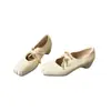 Zapatos de Ballet Estilo Crema 2026 de Piel de Oveja con Cordones, Aumento Oculto de Altura, Boca Baja, Diseño de Nariz de Cerdo, Zapatos de Cuero para Todas las Estaciones