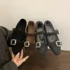Zapatos de Mujer con Aumento Interior de Pedrería y Forro de Felpa 2025 Invierno Nuevos Zapatos de Mary Jane Franceses con Piel Zapatos de Algodón Grises
