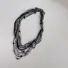 Collar Multicapa Redondo Geométrico con Perlas Estilo Oscuro para Mujer, Cadena de Clavícula Elegante y de Moda con Diseño Único
